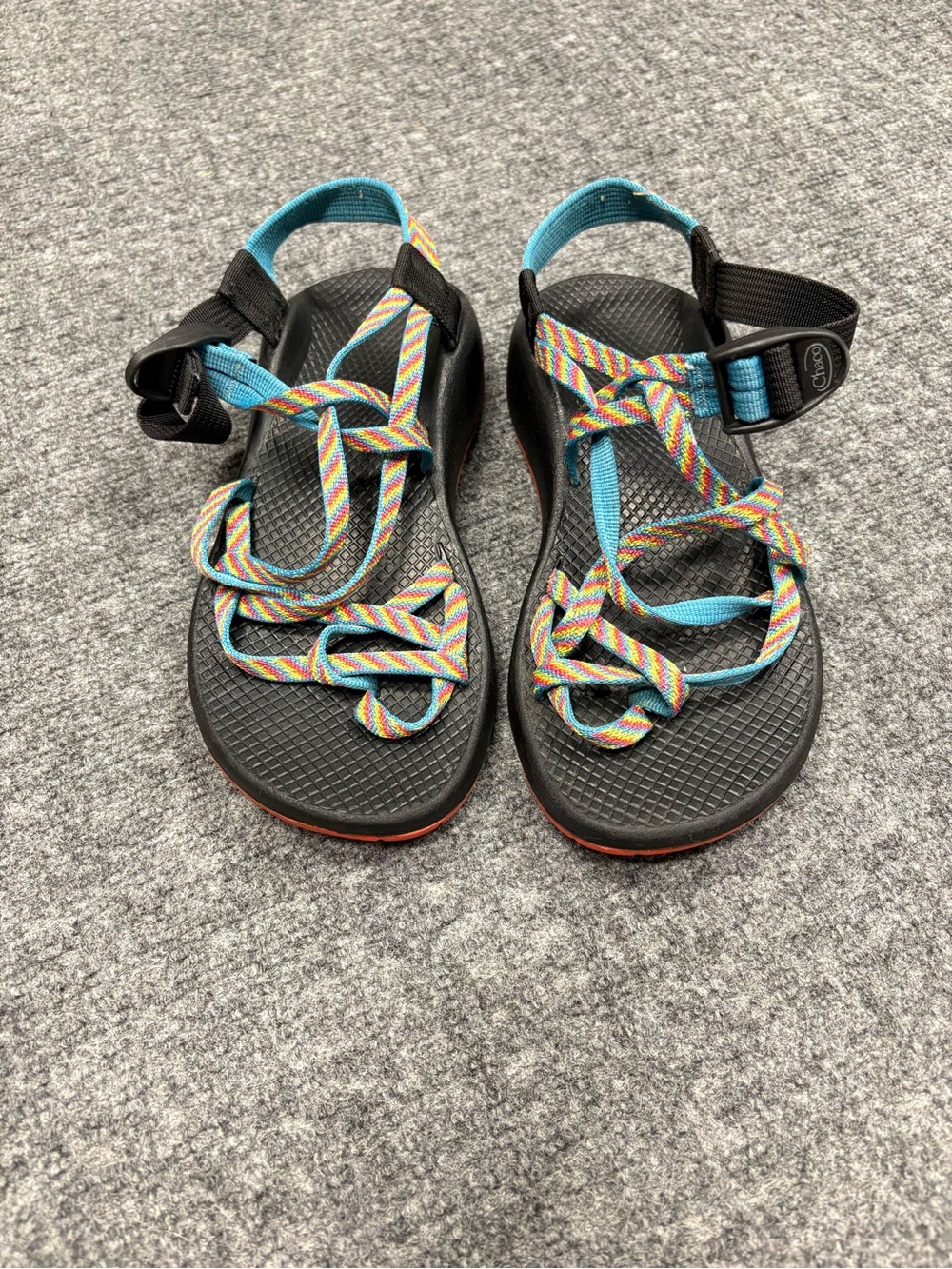 Chaco Women's Black Sandals with Rainbow Braided Straps